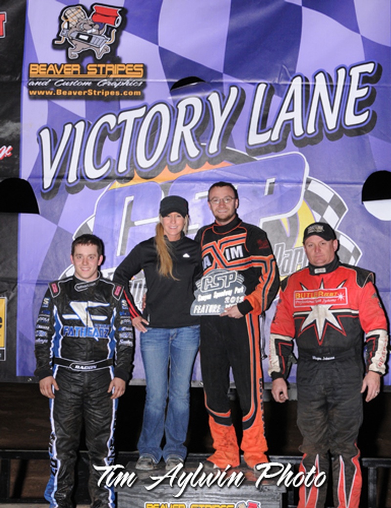 Tony Bruce Jr, Brady Bacon, and Wayne Johnson top 3 at Friday's Copper Classic at Canyon Raceway Park. Photo by Tim Aylwin  